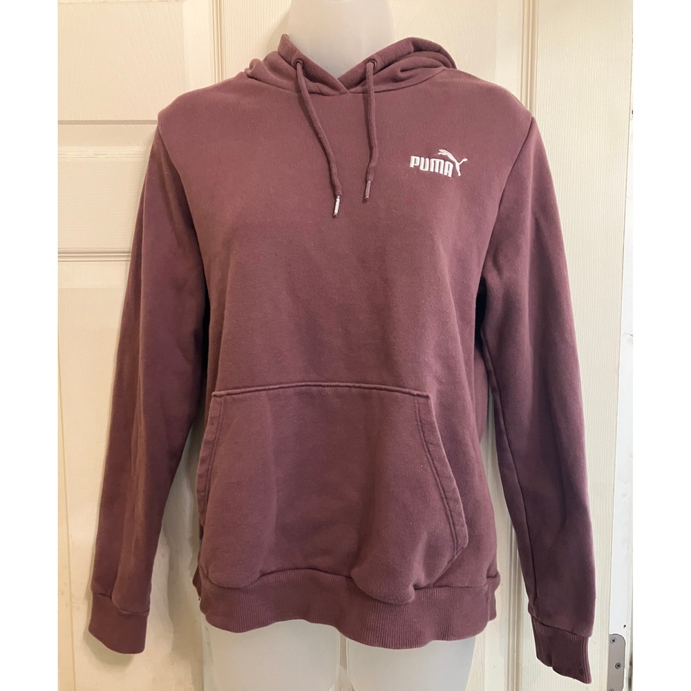 Puma Hoodie Medium Mauve Pink Embroidered Logo Pullover Sweatshirt Long Sleeve‎